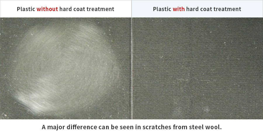 Differences in damage with and without our hard coat treatment