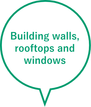 Building walls, rooftops and windows